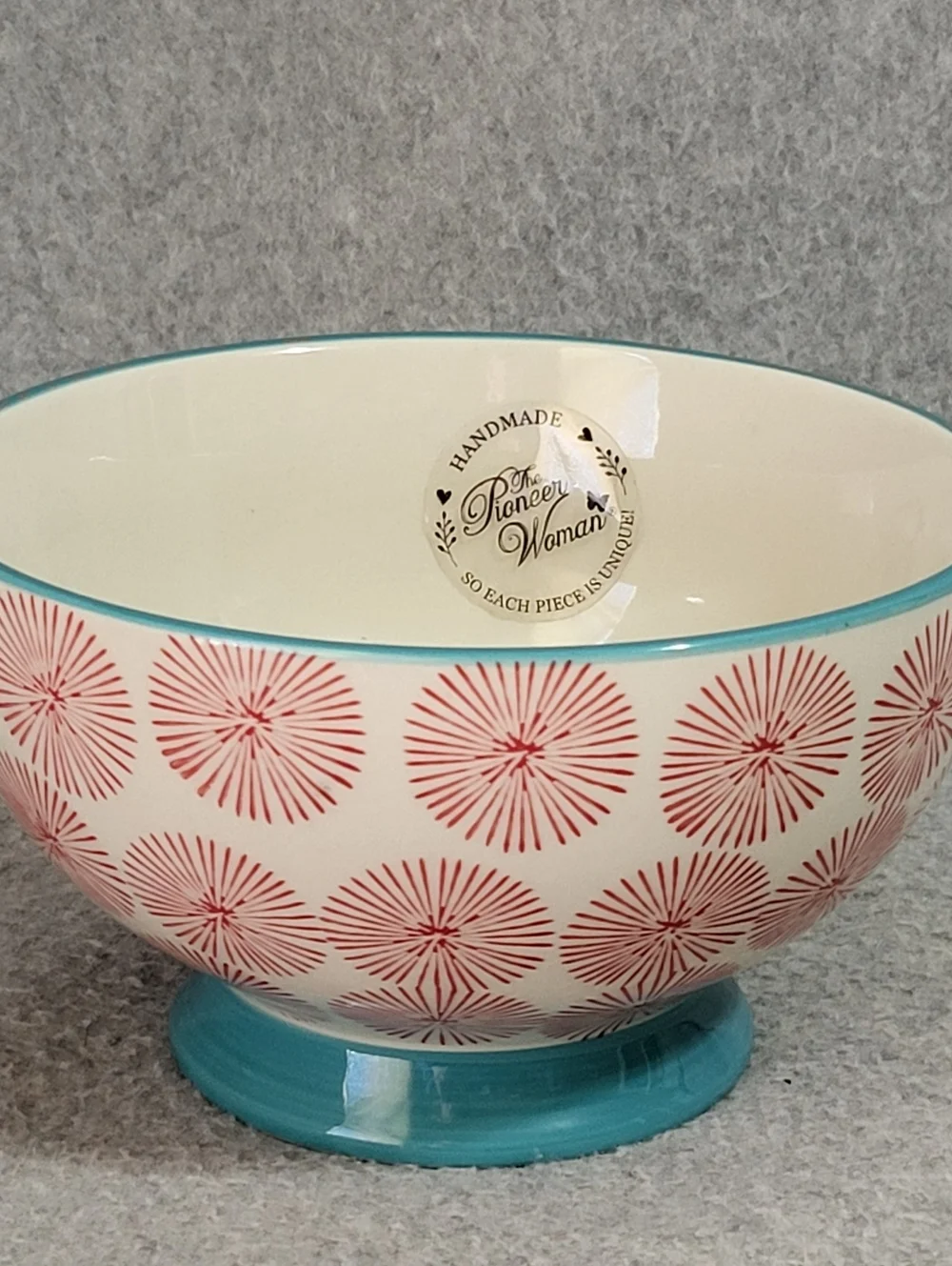 The Pioneer Woman Flea Market Happiness Footed Bowl Soup Cereal Farmhouse NEW